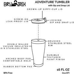 BruTrek Adventure Tumbler 16oz - Red Rock -Outdoor Off Road Gear Shop red6